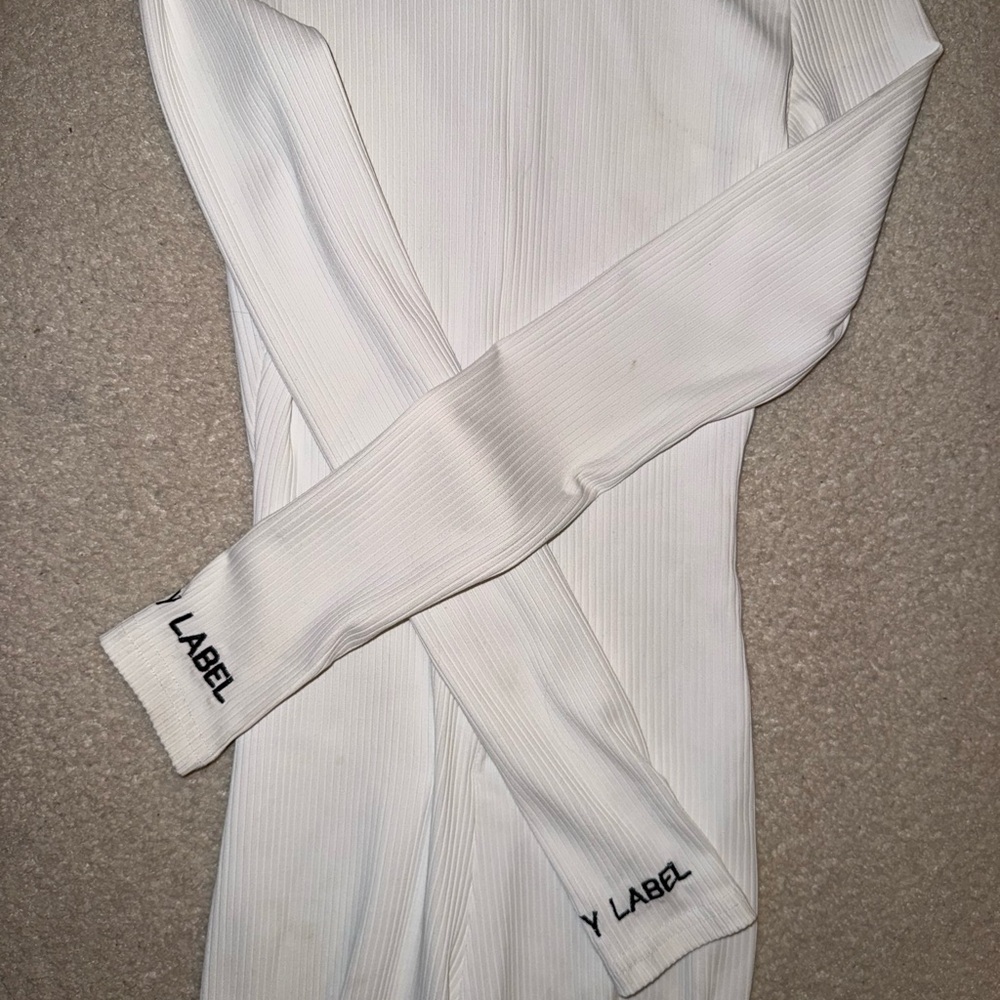 Lucky label White Ribbed Long Sleeve jumpsuit
